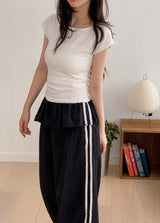 #ST Frill Layered Banding Track Pants (2color)