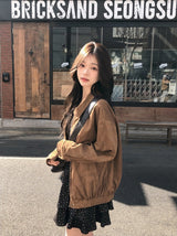 #Elegant Overfit Suede Zip-up Blouson (2color)