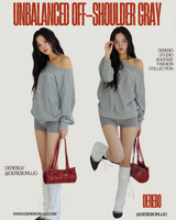 Unbalanced off-shoulder gray loose fit sweatshirt