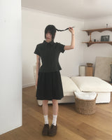 Deepen Embossing Linkle Collar Short-Sleeved Shirt