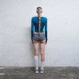 Skull Button Top [Cobalt Blue]