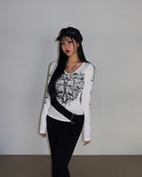 クロムクロスVネック長袖Tシャツ