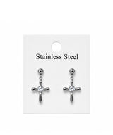 Cross Cubic Silver Earrings