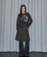 Star Applique Waffle Long Sleeve - BLACK