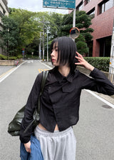 アシンメトリーストライプシャツ