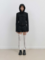 Layered Bolero Wool Jacket / Black