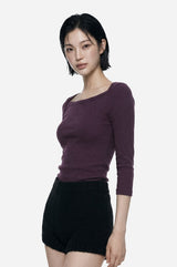 26SS★ [ EEUN MADE ] Soft Boat Neck Sleeve Three Quarter