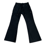 Banding black loose boots cut pants