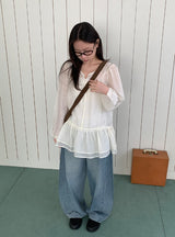 Hailyn Long Sleeve Layered Button Blouse