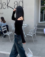 Back pocket mega denim pants