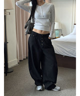 Button cotton wide pants(4color)
