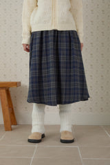 VINTAGE LONG CHECK GATHER SKIRT