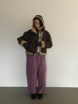 Femme Duffle Hooded Faux Shearling Jacket (2color)