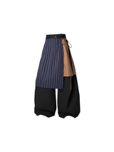 RELABEL Spatial Relations (Offset) Double-Layer Colour-Woven Detachable Waistband Curved-Leg Oversized Twill Trousers