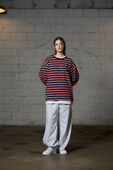 JERRY STRIPE OVERFIT LONG SLEEVE T-SHIRT / NAVY