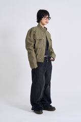 Button-fly wide denim pants