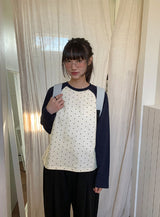 26SS★ [BAONHAUS] ケトゥンドットカラーマッチングラグランTシャツ