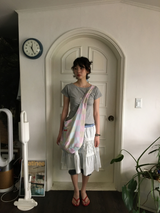 YWD カラーブロック フローラル スカート(2color)
