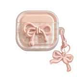 Lovely High-Teen Check Big Ribbon AirPods Case