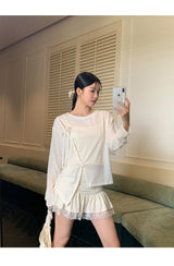 Lily frill shirring lace skirt