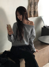 Luke One-Shoulder Boat Neck Loose Fit Knit
