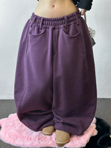 バルーンワイドコライド ベルトポイントフリースバルーンワイドパンツ🖤💜 5カラーズ