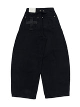 back pocket cross stud wide denim (fleece-lined / 2color)