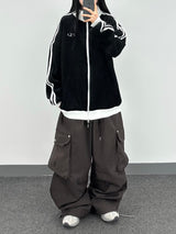  waffle track zip-up