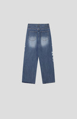[Unisex] Real stitch semi wide denim pants