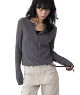 Nata Henley Neck Ribbed Knit Top
