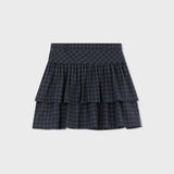 CHECK RUFFLE MINI SKIRT (NAVY)