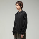 GNT043 ショートパンチングジップアップニット (BLACK)