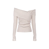 UNBALANCED OFF-SHOULDER TOP_Oatmeal