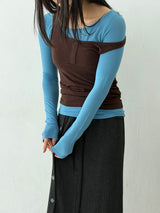 Two tone layered slim top(3color)