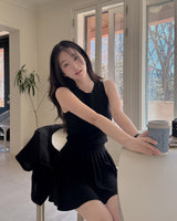 Near wool knit sleeveless&skirt set (with underpants)