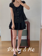 Cotton shirring blouse(2color)