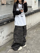 camo hip patch wide pants
