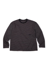 (BASE) STRIPE POCKET LONG SLEEVE (NAVY)