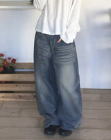 [MADE] ラバットヘムスナップワイドデニムパンツ
