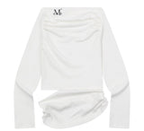 RIVA SHIRRING SLIT OFF SHOULDER LONG SLEEVE T (3COLOR)