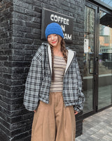 Bay Check Shearling Hooded Jumper