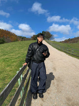 Black leather shirring padding