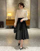 26SS★ Sotime Tassel Jacquard Flared Skirt