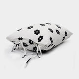 Black Flower Ribbon Pillowcase
