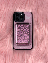 Leopard Silver Pink MagSafe Card Wallet