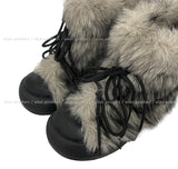 Fog Ribbon Fur Half Boots