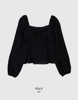 #Fairy Ribbon Puff Long Sleeve Blouse (4color)