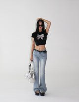 シルバーワンリボンキッチンクロップTシャツ