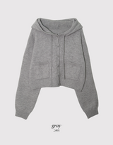 Pocket Crop Loose Hood Knit Cardigan (5color)