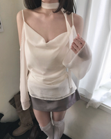ロマンドレープカットオフショルダーブラウス タイセット